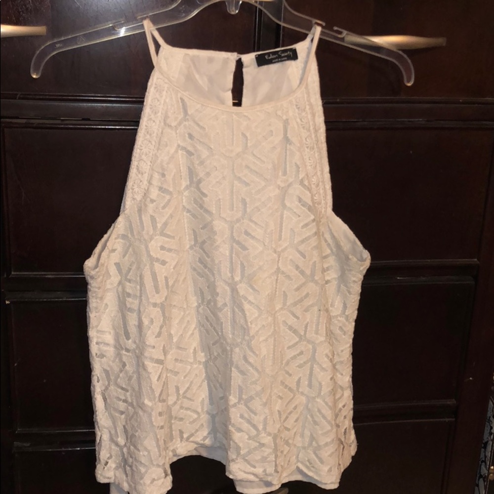 White lace halter tank